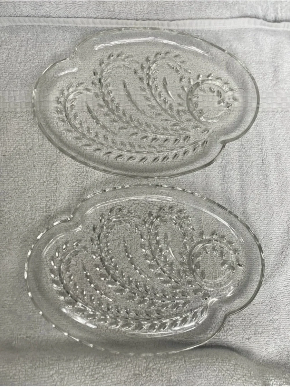 Pier 1 Imports Clear Paisley Sheer Glass Round Plate Set of 2 Bohemian Farmhouse